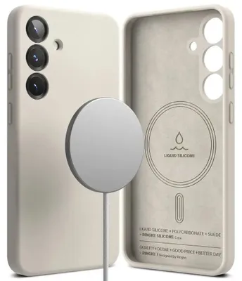 Produktbild von Handyhülle für Galaxy S25, Ringke Silicone Magnetic mit MagSafe, Beige