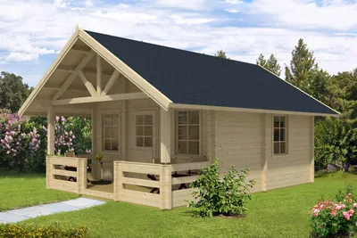 Produktbild von Alpholz Gartenhaus Lillehammer ISONaturbelassen 44 mm Wandstärke mit Terrasse, Schlafboden