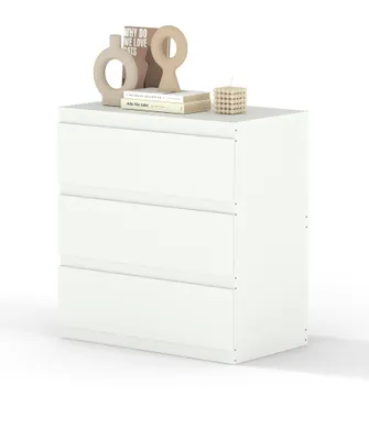 Image de Commode avec 3 tiroirs - Blanc - Armoire de rangement - 70 x 40 x 75 cm - MDF