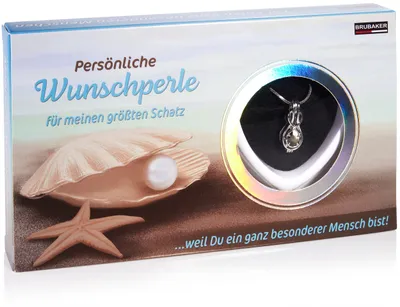 Produktbild von BRUBAKER Du bist mein Schatz Wunschperle - Halskette mit Unendlichkeits Symbol als Anhänger + Muschel mit echter Perle als Schmuck Geschenkset