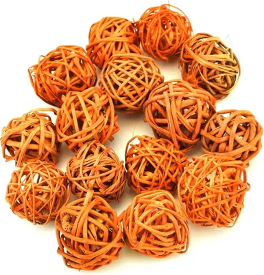 Immagine prodotto di Palline decorative in vimini arancione, 15 pezzi, Ø3 cm