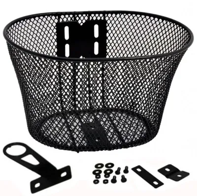Produktbild von Stahl Kinderfahrradkorb mit Halterung Schwarz 24x17x14cm