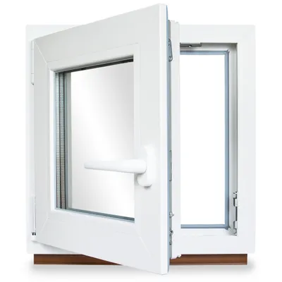 Produktbild von Kellerfenster Kunststoff weiß Dreh-Kipp 50x50 cm(BxH) DIN Rechts 3 -fach Glas Dichtung Grau