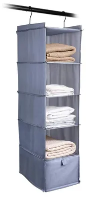 Hängeschrank-Organizer, 5 Fächer, 1 Schublade, Grau, 80x20x30 cm