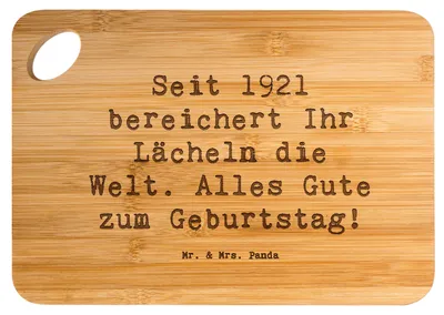 Produktbild von Mr. & Mrs. Panda Frühstücksbrett Spruch 1921 Geburtstag - Transparent - Geschenk, Alter, Geburtstagsfeier, Geburtsjahr, Geboren am, herzlicher Geburtstagsspruch, Brett