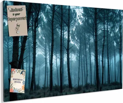 Produktbild von Magnettafel 90x60cm magnetisch & beschreibbar Metall-Board - Nebeliger Wald