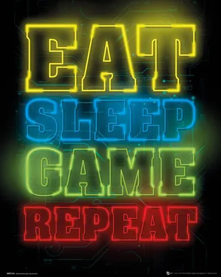 Produktbild von Gaming - Eat, Sleep, Game, Repeat - Mini Poster Plakat Druck Größe 40x50 cm