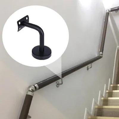 Image de Supports de main courante en acier inoxydable pour la fixation murale de rampes d'escalier (4 pièces, noir)