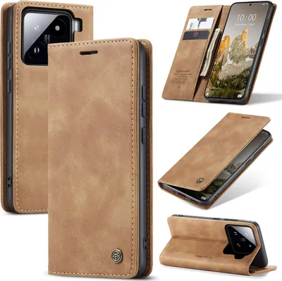 Produktbild von Hülle für Xiaomi 15 Retro Kunstledertasche mit Standfunktion Schutzhülle Braun