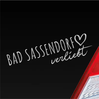 Produktbild von Auto Aufkleber Bad Sassendorf verliebt Herz Gemeinde Liebe Car 19x5 cm Silber Sticker Heckscheibenaufkleber