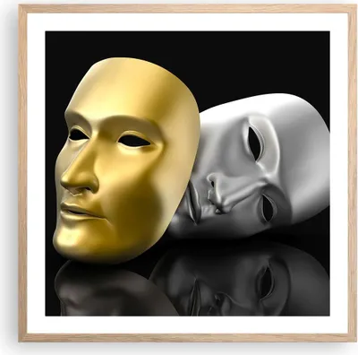 Produktbild von Gerahmtes Poster - Rahmen in heller Eiche - Maske Theater Bühne Schauspieler - 60x60 cm - Wand Bild - Wanddeko - Wandbilder - Wandposter - Bilderrahmen - Bilder - Kunstdruck - P2NAC60x60-2432