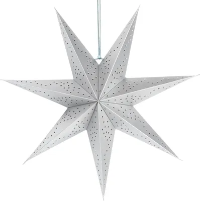 Produktbild von Weihnachtsstern-Dekoration zum Aufhängen an der Fensterdecke, silberfarben, 45 cm