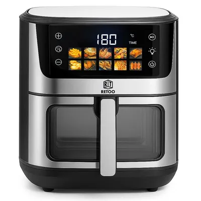 Produktbild von Heißluftfritteuse 6.5L, Friteuse Heissluft 1800 W, Heissluftfriteuse 10 Programmen, Warmhalten, für 6-10 Personen, Air Fryer, Airfryer, Retoo