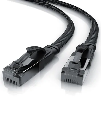 Produktbild von Primewire CAT 8.1 Netzwerkkabel Flach 40 Gbits, Baumwollmantel, LAN Kabel Patchkabel, Gigabit RJ45 Ethernet Cable, Flachbandkabel, Verlegekabel - 10m