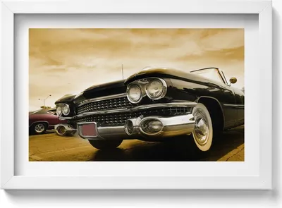 Produktbild von 1959 Cadillac Auto– Wandbild mit Rahmen – Gerahmtes Bild  – Wanddekoration – 30x20 cm –  Weiß Rahmen
