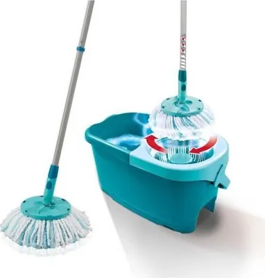 Produktbild von Bodenwischset Leifheit Clean Twist Disc Mop 52101, Micro Duo Fransen, Teleskopstiel 109-140 cm, 6 L Eimer