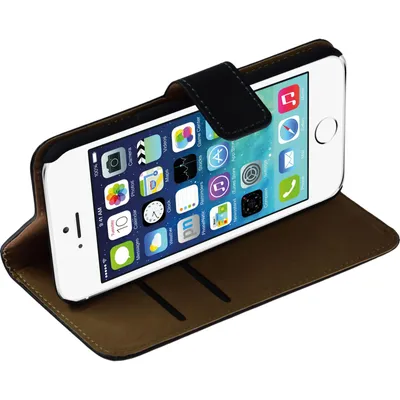 Produktbild von PhoneNatic Kunst-Lederhülle kompatibel mit Apple iPhone 6s / 6 - Wallet schwarz + 2 Schutzfolien