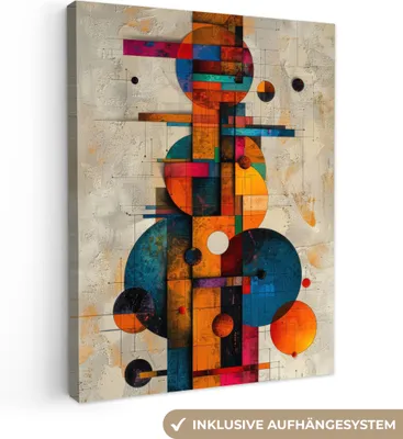 Produktbild von MuchoWow® - Leinwandbilder - Kunst - Bunt - Modern - Formen, Wandbild, Wanddeko Bilder Wohnzimmer, 90x120cm