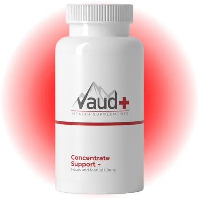 Produktbild von Vaud Concentrate Support – Kapseln mit Bacopa, Rhodiola & Vitamin B6 – B6 trägt zur normalen psychischen Funktion und zur Verringerung von Müdigkeit b