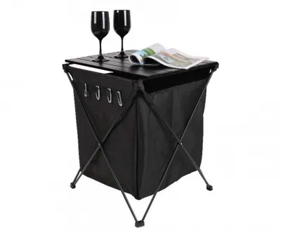 Image de Table roulante en aluminium HUGO avec sac et crochet 46x50x60cm