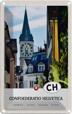 Produktbild von vianmo Blechschild 30x20 cm Confoederatio Helvetica Stadt Bildmotiv Reisemotiv Abenteuer Reisen Urlaub