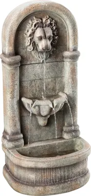 Produktbild von Dehner Gartenwandbrunnen Faro mit LED Beleuchtung, ca. 103.5 x 38 x 49.5 cm, Polyresin, grau