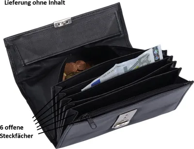 Produktbild von schwarze Lederkellnerbörse mit 6 Scheinfächern+Reißverschlussfach