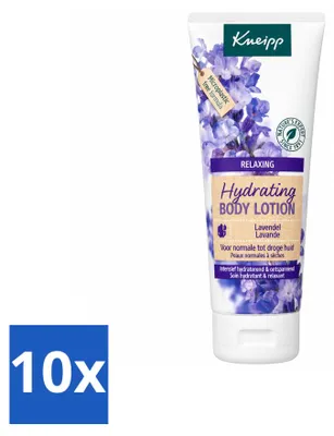 Imagen del producto de 10 unidades de crema corporal relajante Kneipp, aroma a lavanda, 200 ml cada una. Paquete económico
