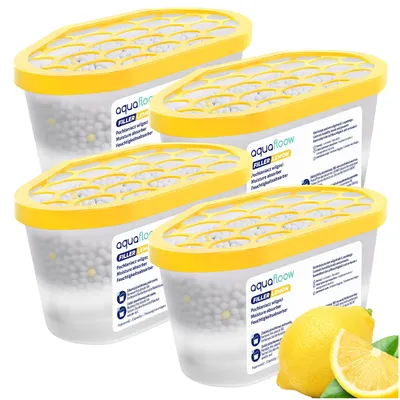 Immagine prodotto di 4 deumidificatori da 400 ml – Assorbitori di umidità per cucina, bagno, auto e soggiorno – Profumo di limone