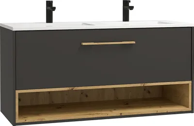 Produktbild von Waschbeckenunterschrank hängend - Anthrazit - mit Einbauwaschtisch - 120 cm - YANGRA
