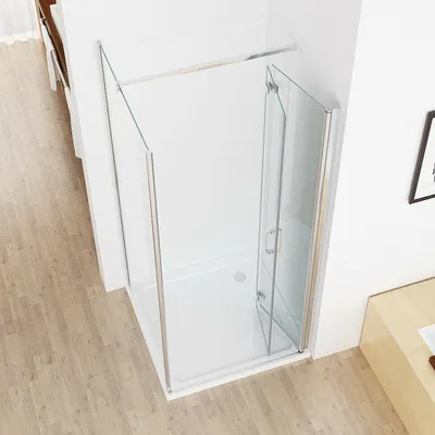Produktbild von Duschkabine Falttür Eckeinstieg Dusche 180° Schwingtür Duschwand mit Seitenwand NANO ESG 197cm Höhe