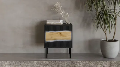 Immagine prodotto di Comodino nero 50x40x61,5 cm con illuminazione a LED 2 pezzi