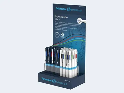 Produktbild von Schneider Vierfarb-Kugelschreiber Take 4 36er Display, farbig sortiert