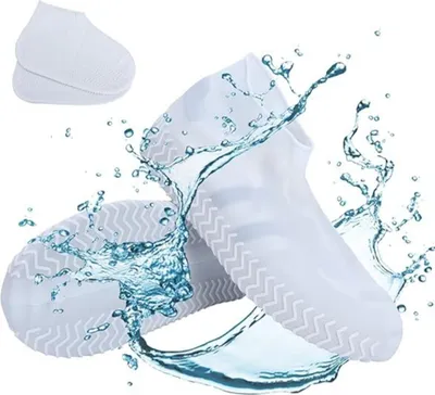 Produktbild von Wasserfeste Silikon-Schuhüberzieher, Regenschutz Überschuhe - SHOESAVER Weiß