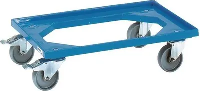 Image de Fetra Chariot de transport L610x410mm cadre ouvert en plastique ABS bleu capacité de charge 250 kg - 13590