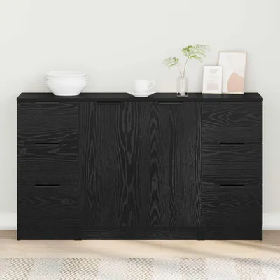 Image de vidaXL, meuble de rangement avec 3 tiroirs, imitation chêne noir, 121 x 30 x 70 cm