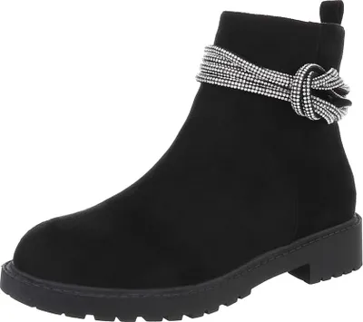 Produktbild von Ital-Design Damen Stiefeletten Leicht gefüttert Wildlederoptik Flache Stiefeletten 87108786 Schwarz Gr.  36
