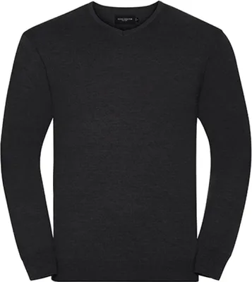 Produktbild von Russell Collection R-710M-0 | V-Neck Knitted Pullover - Farbe: Charcoal Marl - Größe: S