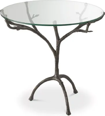 Produktbild von Casa Padrino Luxus Beistelltisch Bronzefarben Ø 79,5 x H. 75 cm - Runder Dreibein Messing Tisch mit Glasplatte - Wohnzimmer Möbel - Luxus Möbel