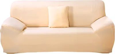 Produktbild von ele ELEOPTION Sofahusse Stretchhusse Sofabezug Polyester Rippstrick (Beige, 3 Sitzer für Sofalänge 185-230cm)