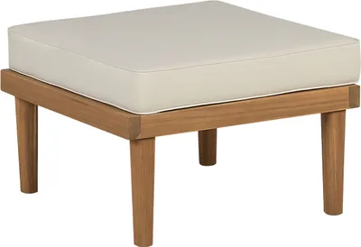Produktbild von BELIANI Outdoor Ottomane Hellbraun Akazienholz Quadratisch mit Auflage Beige Stoff Rustikal Modern für Terrasse Garten Balkon Möbel Außenbereich
