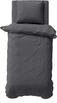Produktbild von 2 teilig Bettwäsche 155x220 cm Mikrofaser Premium Damast Gestreift Bettbezug Garnitur Set, Anthrazit