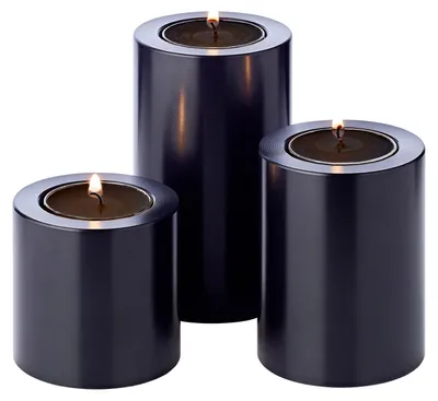 Productafbeelding van Theelichthouder Cornelius set van 3 (Ø 6 cm, H 6/8/10 cm), zwart