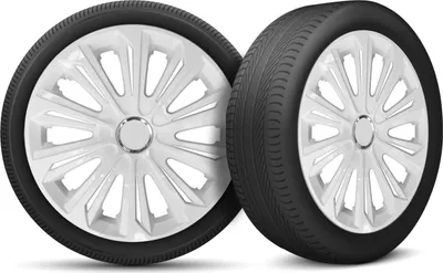 Produktbild von Auto Radkappen Radzierblenden 4er Set passend für alle Stahlfelgen - einstellbarer Sicherungsring - 15 Zoll - Weiß