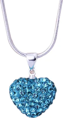 Produktbild von Frauen Halskette Strass Intarsien Liebe Herz Anhänger Legierung Kette Halskette Schmuck für Party-Hellblau