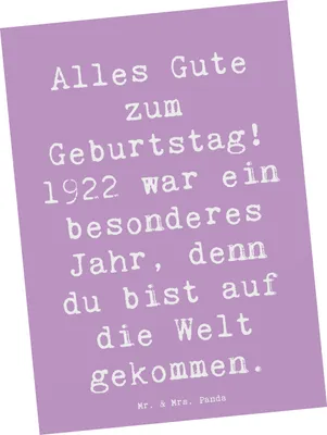 Produktbild von Mr. & Mrs. Panda Fotokarte Spruch 1922 Geburtstag - Lavendeltraum - Geschenk, Ansichtskarte, Kunstkarten, Happy Birthday, Alles Gute zum, Alter, Ansichtskarten, Jubiläum