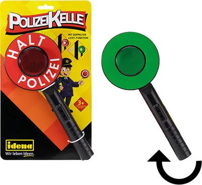 Produktbild von Idena Polizei Kelle doppelte Lichtfunktion - rot oder grün, Zweiseitig, Durchmesser 10cm