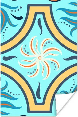Produktbild von MuchoWow® Poster Blume - Blätter - Rahmen - Blau 20x30 cm - Papierdruck