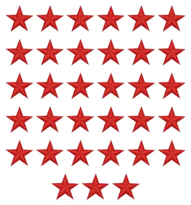 33 rote Stern-Stickpatches zum Aufbügeln, 2,9 cm, Reparaturpatch
