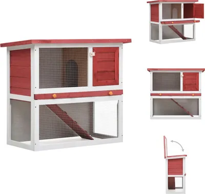Image de vidaXL Clapier à lapins 1 porte Rouge Bois - Habitats & Enclos pour petits animaux
